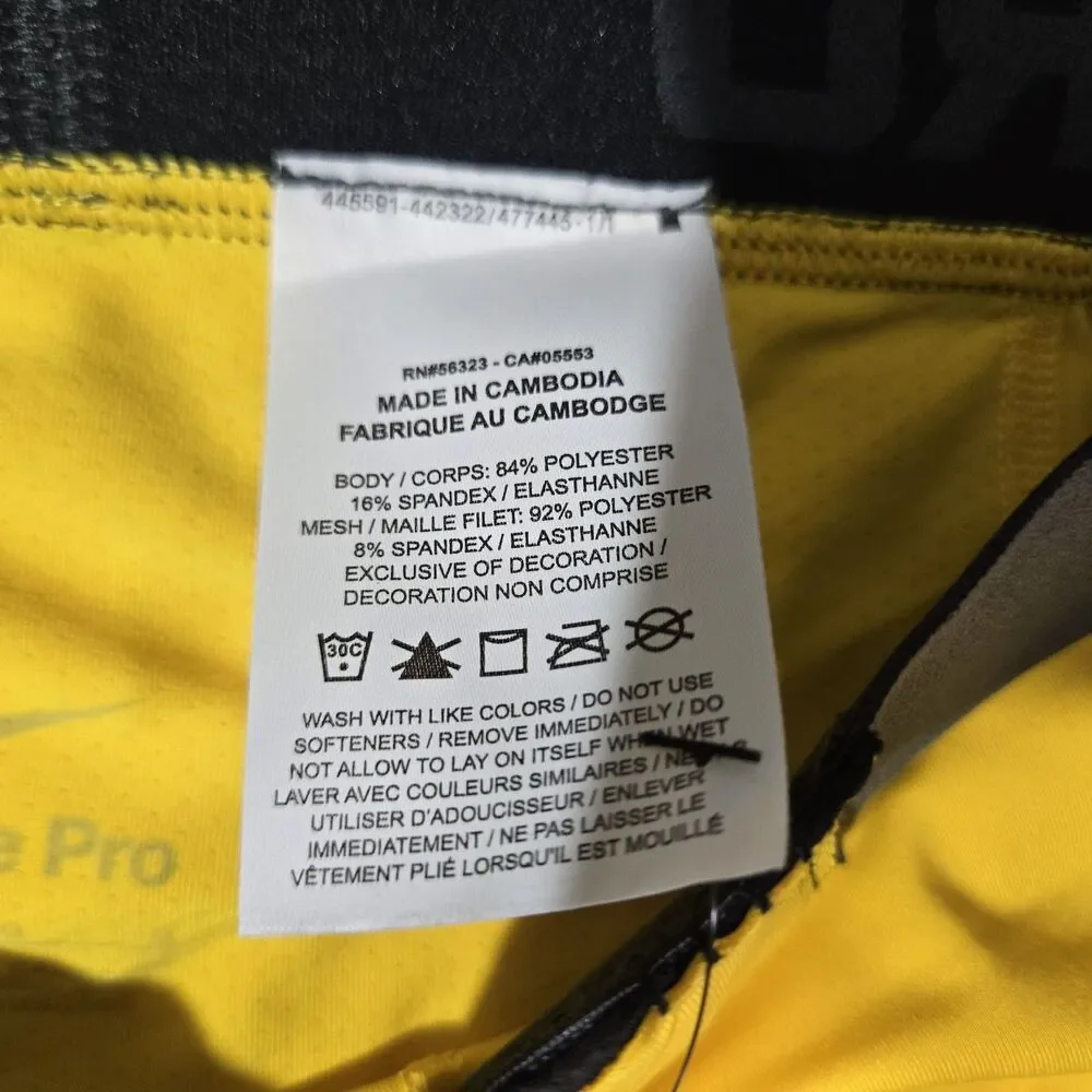 Nike Pro NBA Player Issued 3/4 Compression Tights Yellow DN1547 Mens Large $75 L